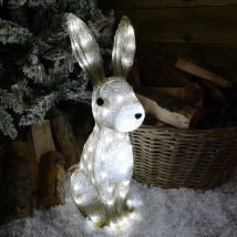 Snowtime - Acrylic Hare Christmas Outdoor Garden Decoration - 54cm - 80 Ice White Led's