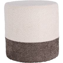 Peragashop - Pouf Rond Rembourré En Deux Couleurs Bouclées, Ø 35 X 34 Cm