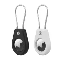 Custodia Per Apple Airtag Con Cavo In Acciaio - Nero + Bianco (2 Pezzi)