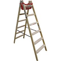 Escalera de tijera de madera Euroline – 2 x 6 peldaños – Altura 1620 mm – Capacidad 150 kg – Ancho peldaños 80 mm