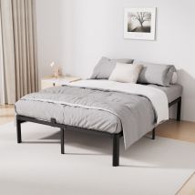 Auralum Max Telaio Letto Matrimoniale 140 X 190 Cm Con Spazio Archiviazione, Struttura Letto In Ferro Per Adulti, Letto Con Rete A Doghe, Silenzioso, 