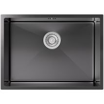 Auralum Max - Fregadero De Acero Inoxidable 60 X 44 Cm, Fregadero Integrado Para Armarios Bajos A Partir De 65 Cm, Antracita