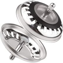 Set Of 2 Stainless Steel Kitchen Sink Stoppers, Universal 79.3 Mm Kitchen Sink Strainer For Kitchen And Bathroom