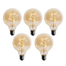Luedd - Set Di 5 Lampadina Led E27 Dimmerabile A Filamento Spirale G95 4w 270lm 2200k
