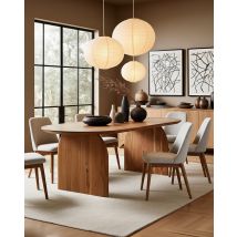 Véga - Table Salle À Manger Ovale Bois Acacia, Piétement Design Courbe & Style Minimaliste