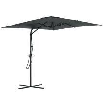 Ombrellone Portatile Quadrato 2,5 X 2,5 M, Ombrellone Da Giardino Per Esterni Con Protezione Uv, Base A Croce Inclusa, Grigio Scuro.