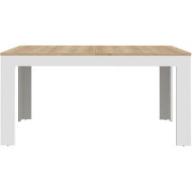 Table A Manger Extensible - Bohol - Rectangle - Blanc Combiné Couleur Bois - 8 Personnes - L 160-206,6 X P 90,2 X H 78,2 Cm