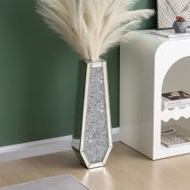 Shyfoy - 24in Modern Glam Mirrored Crystal Floor Vase - Tall Decorative Vase With Crushed Diamond Inlay For Living Room, Entryway, Home Accent