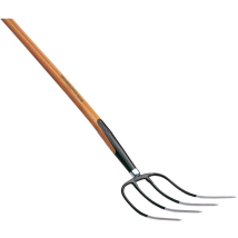 Dunggabel mit 4 Rundzinken – 230 mm Breite – Eschenholzstiel – PEFC-zertifiziert – 1,35 m – 1,45 kg – SHW Rex