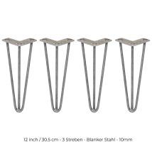 4 X 30.5cm 3 Streben Hairpin Legs Tischbeine Möbelbeine Stuhlbeine 10mm D Rohstahl