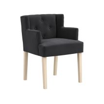 Shay Winged Indoor Chair With Arms - Linen Blend/rubber Wood - L57 X W56.5 X H79 Cm - Anthracite/blonde - Partially Assembled