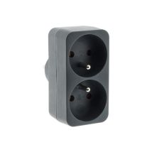 Regleta de enchufes Biplite Pared 2X16A Gris – Potencia máxima 3680W – Ideal para hogar y oficina