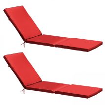 Lot De 2 Coussins Bain De Soleil Polyester Rouge 186 X 53 X 5 Cm