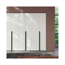 Armadio Coco 4 Ante Colore Bianco Portland E Maniglie Nero Opaco
