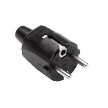 Perel Enchufe macho Tipo E/F 250V 16A IP20 PVC – 3.5cm profundidad, 4cm altura, 8cm ancho – 47g