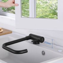 Hochdruck Vorfenster Küchenarmatur Umklappbar Spültischarmatur, Einhebelmischer 360° Drehbar Aus Edelstahl Wasserhahn Küche, Schwarz