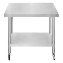 Tavolo Da Lavoro Per Catering Tavolo Da Cucina In Acciaio Inox Per La Preparazione Degli Alimenti Mobile 4 Ruote Piroettanti Con 2 Freni E 4 Piedini 