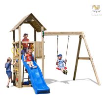 Fungoo Spielturm "carol 2", Natur, Mit Rutsche, Schaukel Und Kletterwand