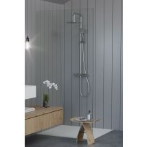 Columna De Ducha Wind Blu Sq Con Termostática, Rociador Acero Inoxidable Aisi304 De 25x25 Cm.
