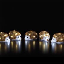 5 Pack Led Acrylic Christmas Hedgehog Light Up Figures Indoor Home Decoration
