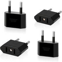 4 Pack Us To Eu Travel Adapter Usa To 2 Pin Euro/germany America/canada/mexico Plug Converter Adapter For Devices With Us Power Supply (black)