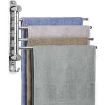 Crea – 180° Swivel Wall-mounted Towel Rail In Sus304 Stainless Steel – 4 Arms – Length 35 Cm – Space-saving For Bathroom And Kitchen