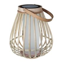 Lámpara solar de bambú Marta – Iluminación LED blanca cálida – Diseño natural y resistente – Instalación fácil
