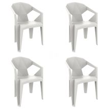 Garbar - Delta Set 4 Silla Con Brazos Interior, Exterior Blanco