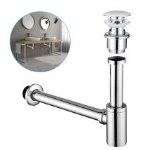 Ubeegol - Set Aus Beckensiphon Und Beckenablauf Aus Edelstahl Automatische Überlauffunktion Pop-up-ablauf Universal