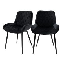 Set Di 2 Sedie Per Sala Da Pranzo Nero Con Schienale Sedia Imbottita Per Cucina Con Rivestimento In Velluto Gambe In Metallo Sedia Salotto Soggiorno 
