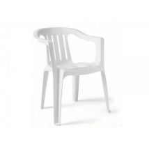 Monoblock-Stuhl Giada – Kunststoffstuhl in Weiß – 58,5 cm x 60 cm x 76 cm – Gartenstuhl mit Armlehnen