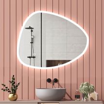 Aica Sanitaire - Led Badspiegel Unregelmäßiger Spiegel Beleuchtung Flurspiegel Wandspiegel Badezimmerspieg Touch + Beleuchtung 3 Farben Dimmbar Memory