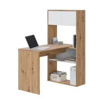 Vmo Home - Mesa Escritorio Con Estantería Opción Vertical Horizontal En Color Roble Nodi Y Blanco Artik