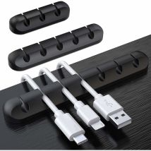 Irisfr - 3 Pack Cable Clips Desk Cable Organizer Cable Fixer Hub Data Cable Silicone Cable Organizer Card Slot Clip Buckle Self-adhesive Network Cable