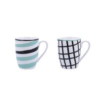 Mug de porcelana zigzag – Set de 2 unidades – 33 cl – Apto para microondas y lavavajillas