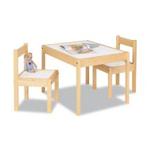 Pinolino - Set Di 3 Sedie Olaf 2 E 1 Tavolo Olaf Trasparente Laccato Bianco