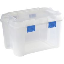 Curver 243696 Aufbewahrungsbox Totem Box 60l, Transparent / Blau Transparent, Blau 1 St.