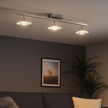 Faretto Da Soffitto Lampada Da Soffitto A Striscia Spot Led Dimmerabile Per Soggiorno, Dimmer A 4 Livelli, Spot Mobili, Acciaio Acrilico, 3x 5,5w 3x 