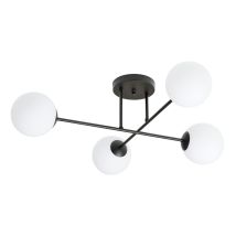 Epikasa - Lampada A Soffitto Roma, Acciaio Verniciato A Polvere, Vetro, Nero, Bianco, 55x26x75 Cm