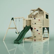 Polarplay Kids Climbing Tower & Playhouse - Swing Brenna Green