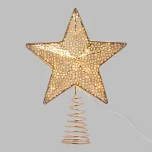 Sternförmige Weihnachtsbaumspitze aus Metall – 18x23 cm – Gold – Weihnachtsdekoration
