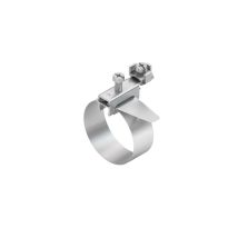 NIEDAX Erdungs-Bandschelle mit Universal-Anschlussklemme – Klemm-/Spannbereich: 17,5..114 mm – Werkstoff: Messing, vernickelt – Bandbreite: 23 mm – 