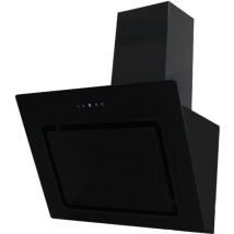 Dunstabzugshaube 60 cm – Kopffreihaube Schwarz mit Glasoberfläche – Absaugleistung 590 m³/h – LED-Beleuchtung 2 x 2,0 Watt