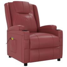 Massagesessel Weinrot – Kunstleder – 6-Punkt-Vibrationsmassage – manuelle Liegefunktion – 75 x 88 x 100 cm