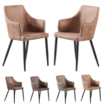 Set Di 2 Sedie Da Pranzo Zarah - Sedia Da Pranzo Imbottita In Similpelle Con Gambe In Metallo Per Sala Da Pranzo - Cappuccino