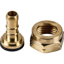 Conjunto tuerca 21,8 y tetilla con junta – Hierro fundido dorado – Regulador de gas