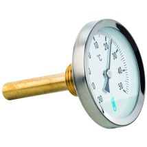 Termómetro Bimétal Axial Sumergible - 15x21 - Dial Ø63mm, Sonda Larga 100mm - 0 A 120°c
