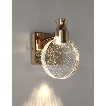 Aplique De Pared De Cristal De Lujo Estilo Nórdico, Lámpara De Pared Redonda Y Creativa Para Dormitorio, Mesilla De Noche O Vestidor, Dorado, Pequeño