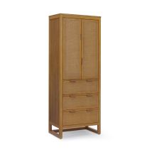 Teamson Home Hatteras Wooden Linen Cabinet Rattan Doors 165cm Tall, Natural