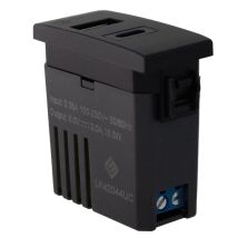 Modulo Presa Caricatore Usb 5v 3a Usb-a + Usb-c Colore Nero Compatibile Con Bticino Living E Vimar Plana